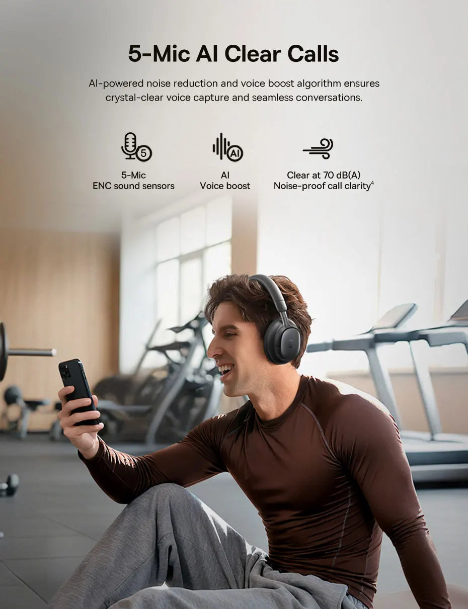 Baseus Bowie MH1 ANC Wireless Headphones – Hybrid Active Noise Cancelling, 80h Playtime, Hi-Res Sound