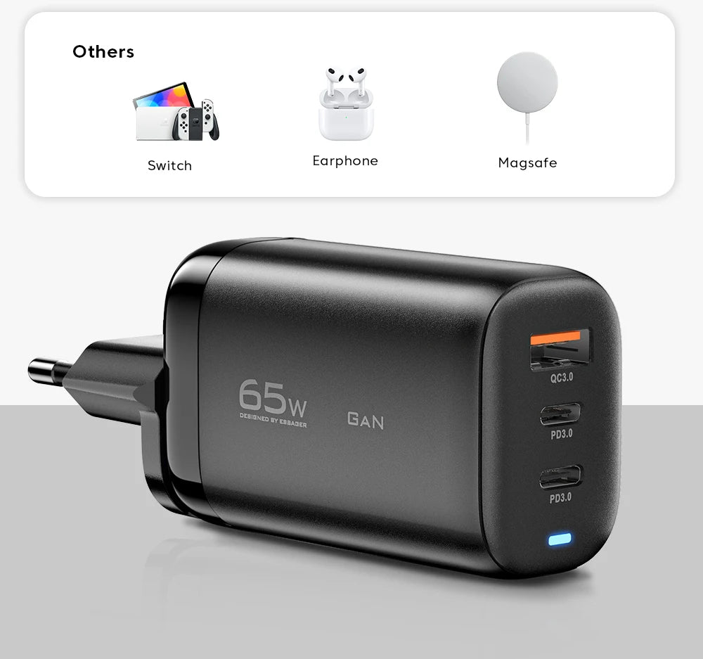 65W GaN Fast Charger USB-C | Laptop & Phone Power Adapter – ZAIYNE