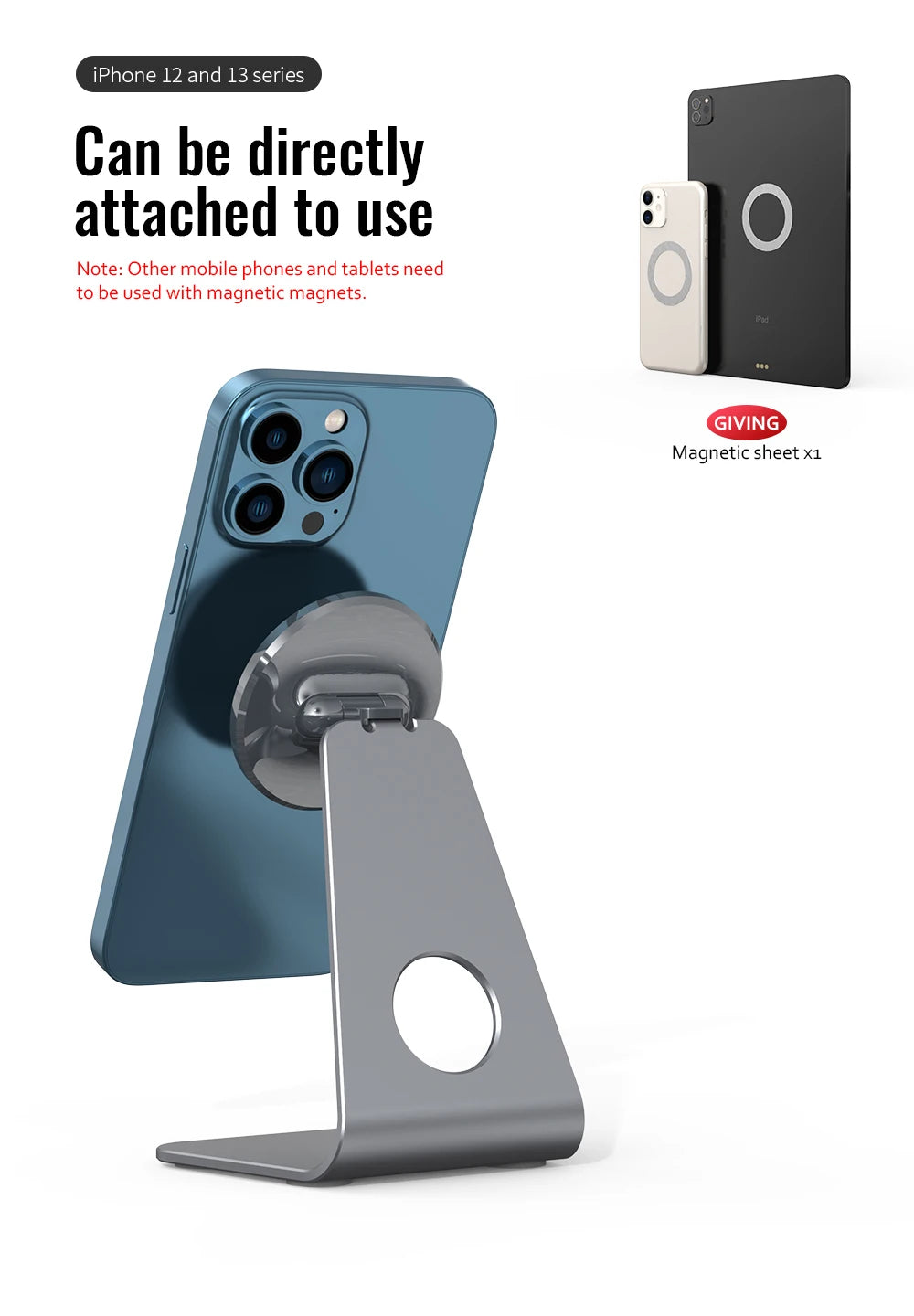 Magnetic Aluminum Phone Stand for Desk | Adjustable Holder – ZAIYNE