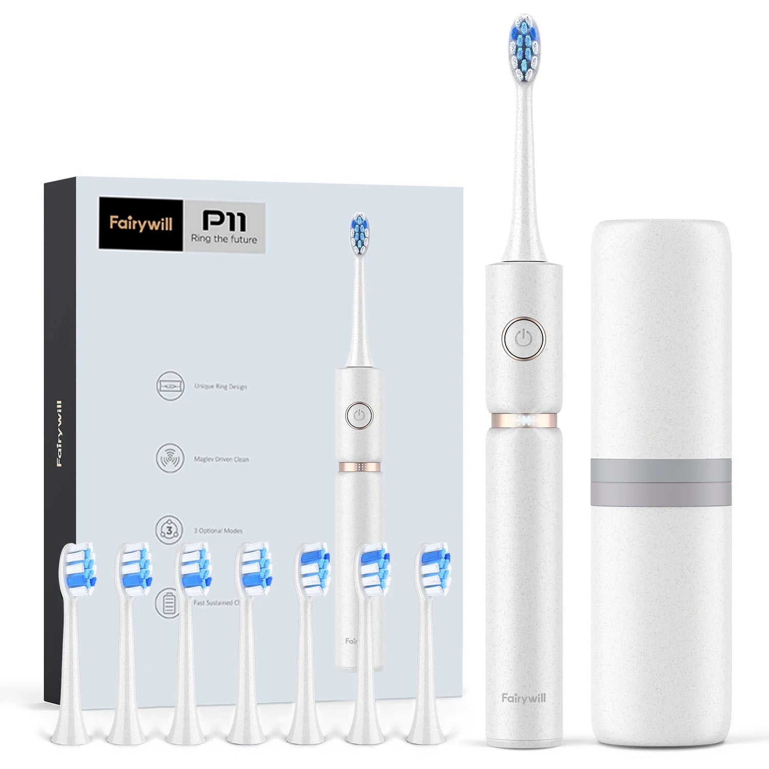 Electric Sonic Toothbrush – 8 Brush Heads & Travel Case