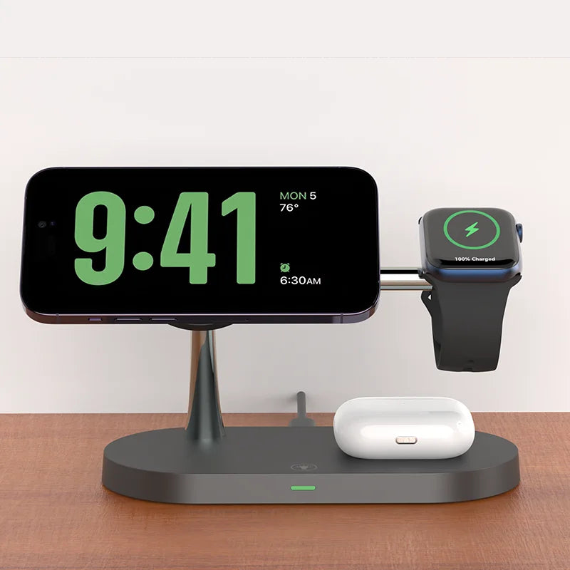 3-in-1 Magnetic Wireless Charging Stand – Fast Wireless Charger