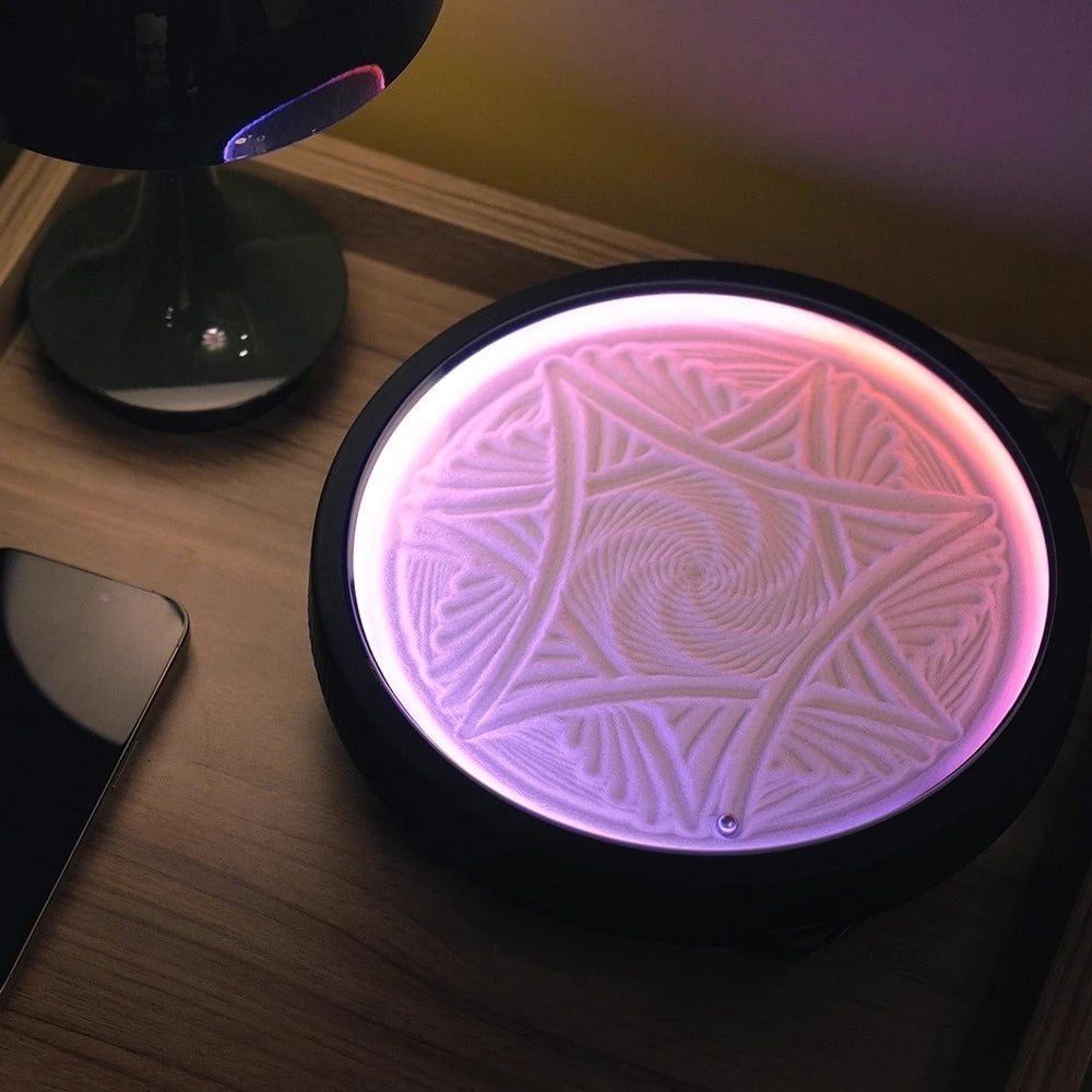 Mini Sand Painting Robot Lamp – Automatic Kinetic Sand Art Desk Ornament with LED Light