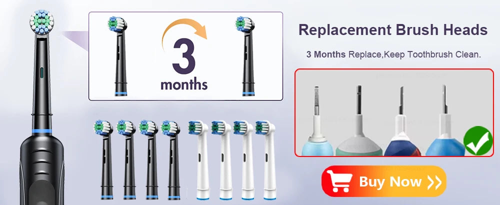 Electric Rotating Toothbrush – Replacement Heads & Travel Case