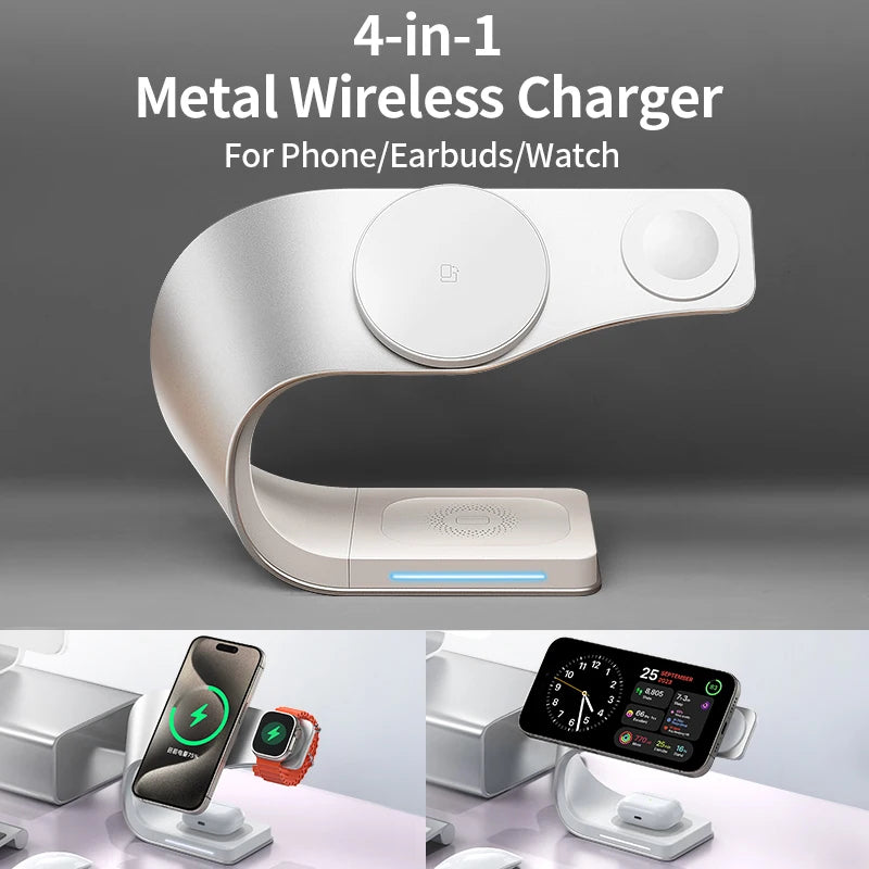 4-in-1 Magnetic Wireless Charger | 15W Fast Charging Stand