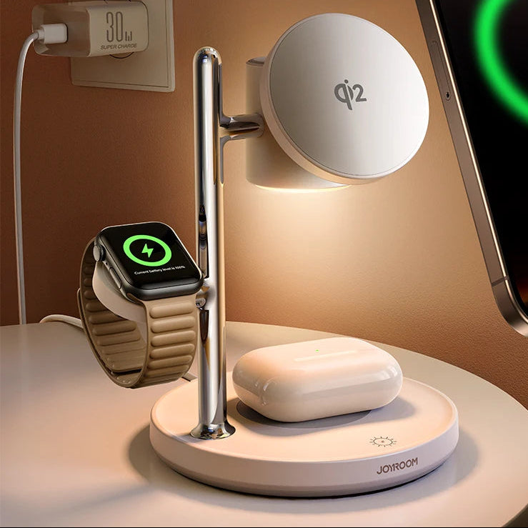 Premium 3-in-1 Magnetic Wireless Charging Station – Phone, Watch & Earbuds