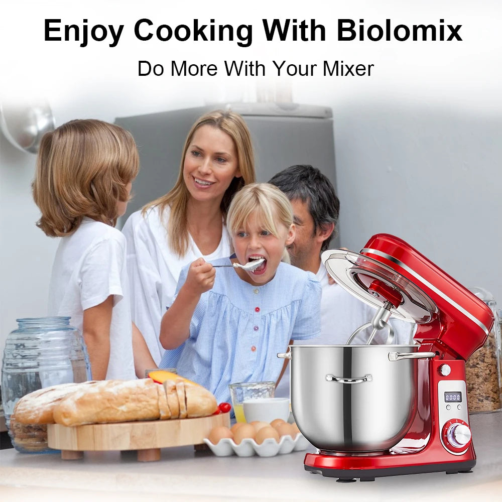 BioloMix 1200W Stand Mixer with 6L Stainless Steel Bowl – EU Plug