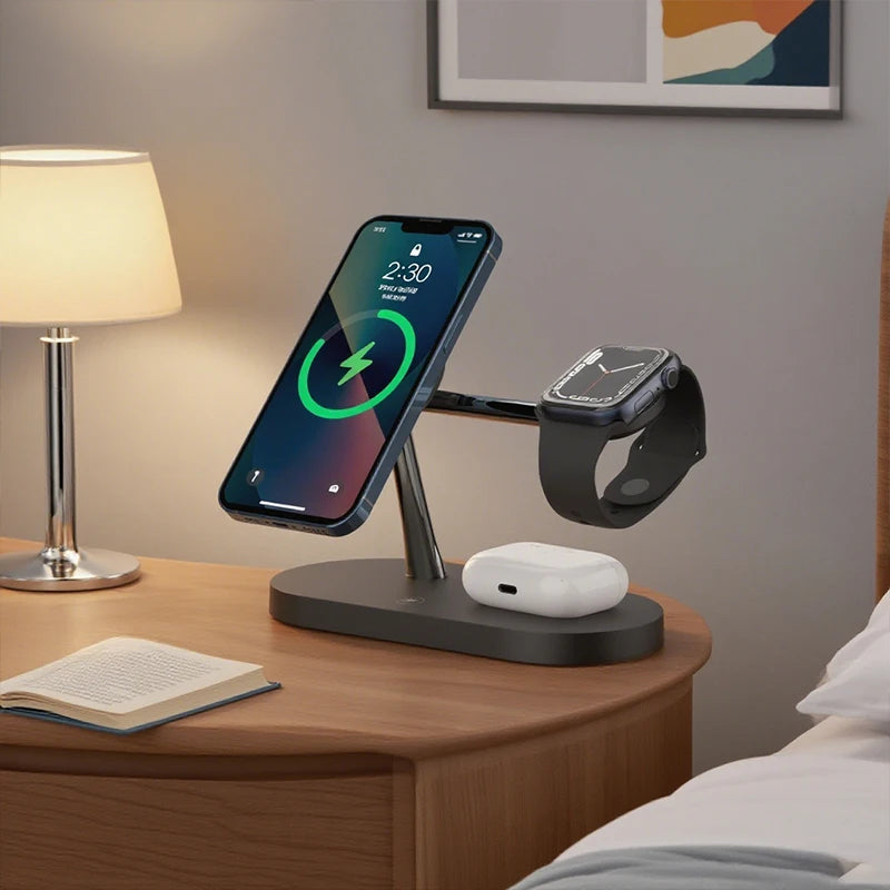 3-in-1 Magnetic Wireless Charging Stand – Fast Wireless Charger