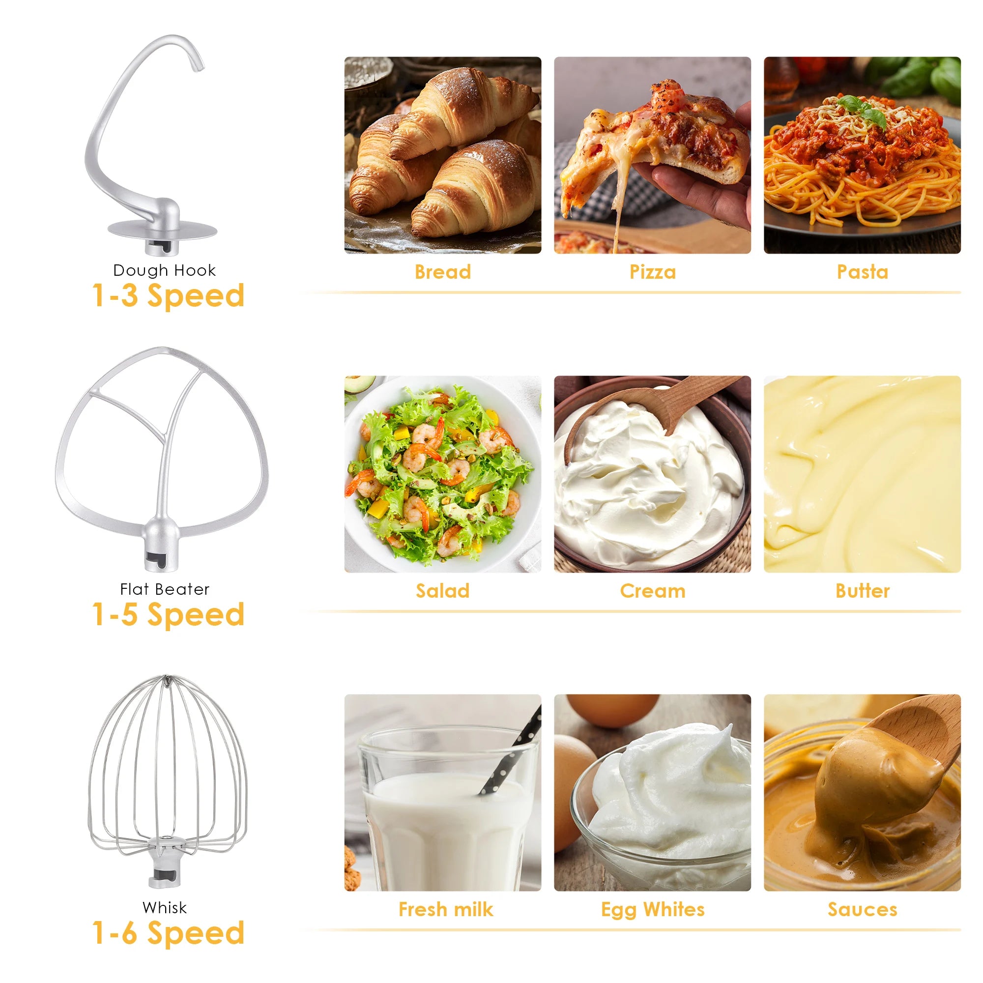 BioloMix 1200W Stand Mixer with 6L Stainless Steel Bowl – EU Plug