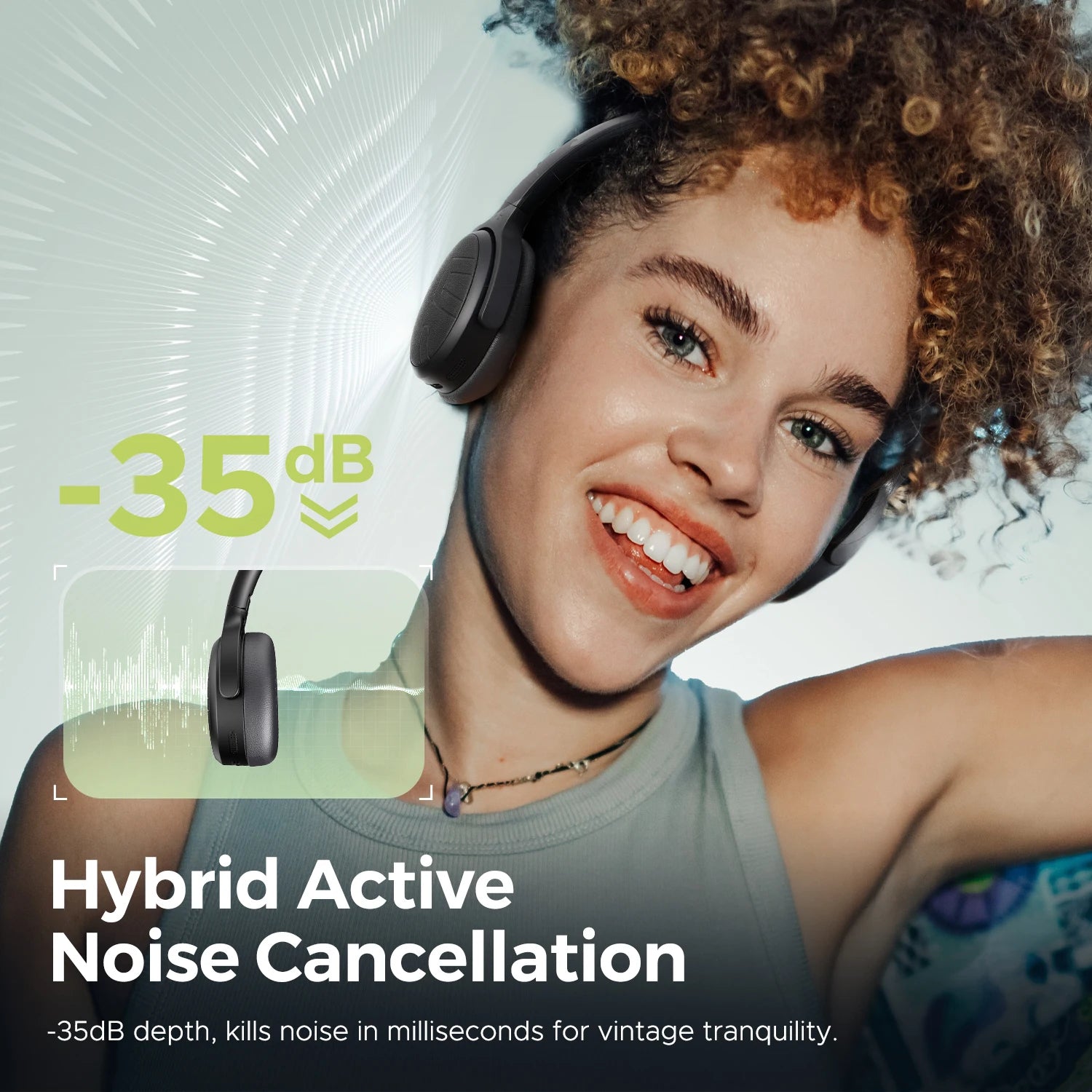 SoundPEATS Space Lite On-Ear Wireless Headphones with Active Noise Cancellation