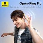 Clip-On Open-Ear Wireless Earbuds with Clear Call Technology