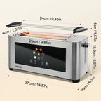 1400W Stainless Steel Toaster with Touchscreen & 7 Browning Levels – EU Plug