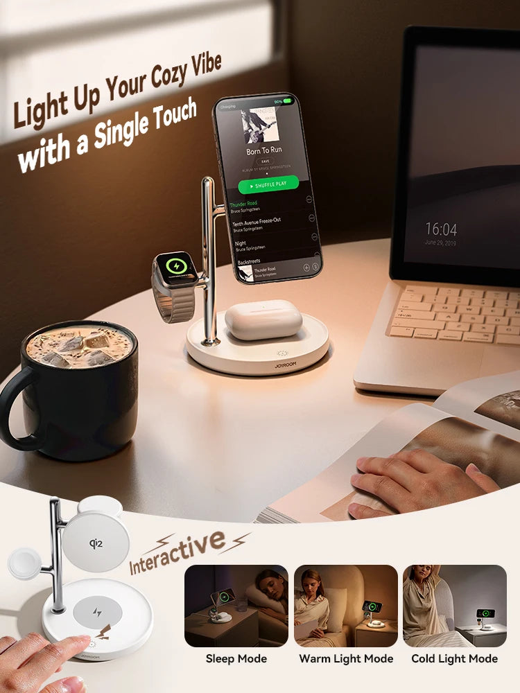 Premium 3-in-1 Magnetic Wireless Charging Station – Phone, Watch & Earbuds