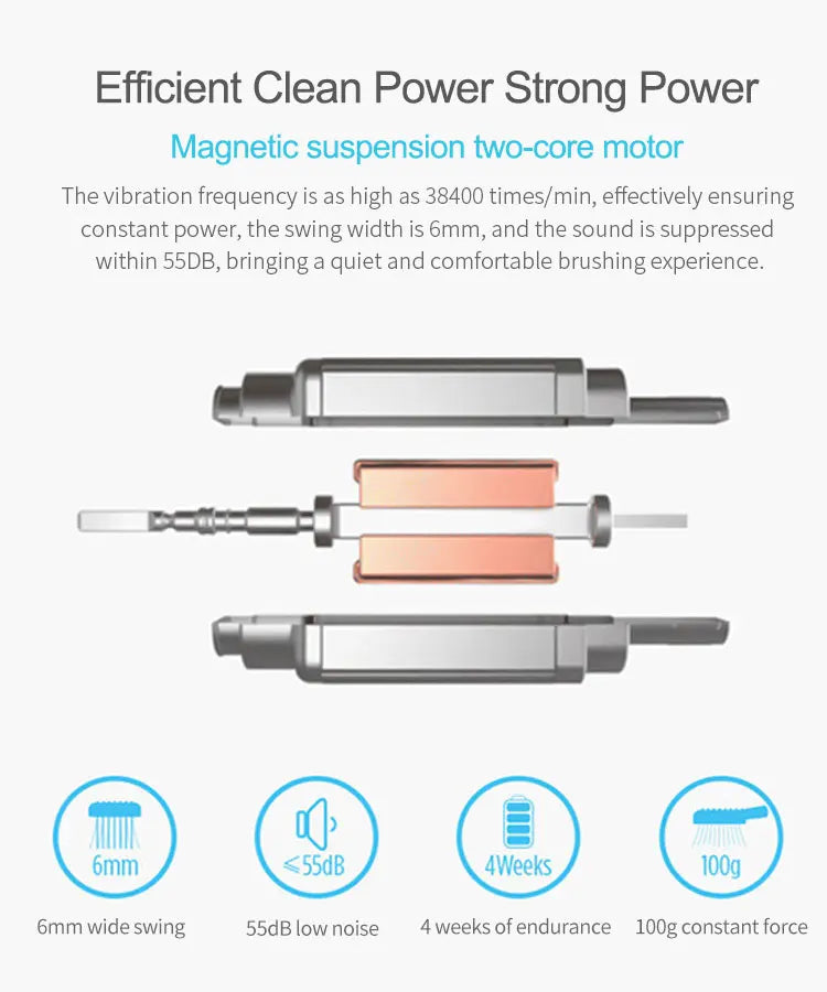 Electric Sonic Toothbrush with 6 Replacement Heads – Waterproof Design