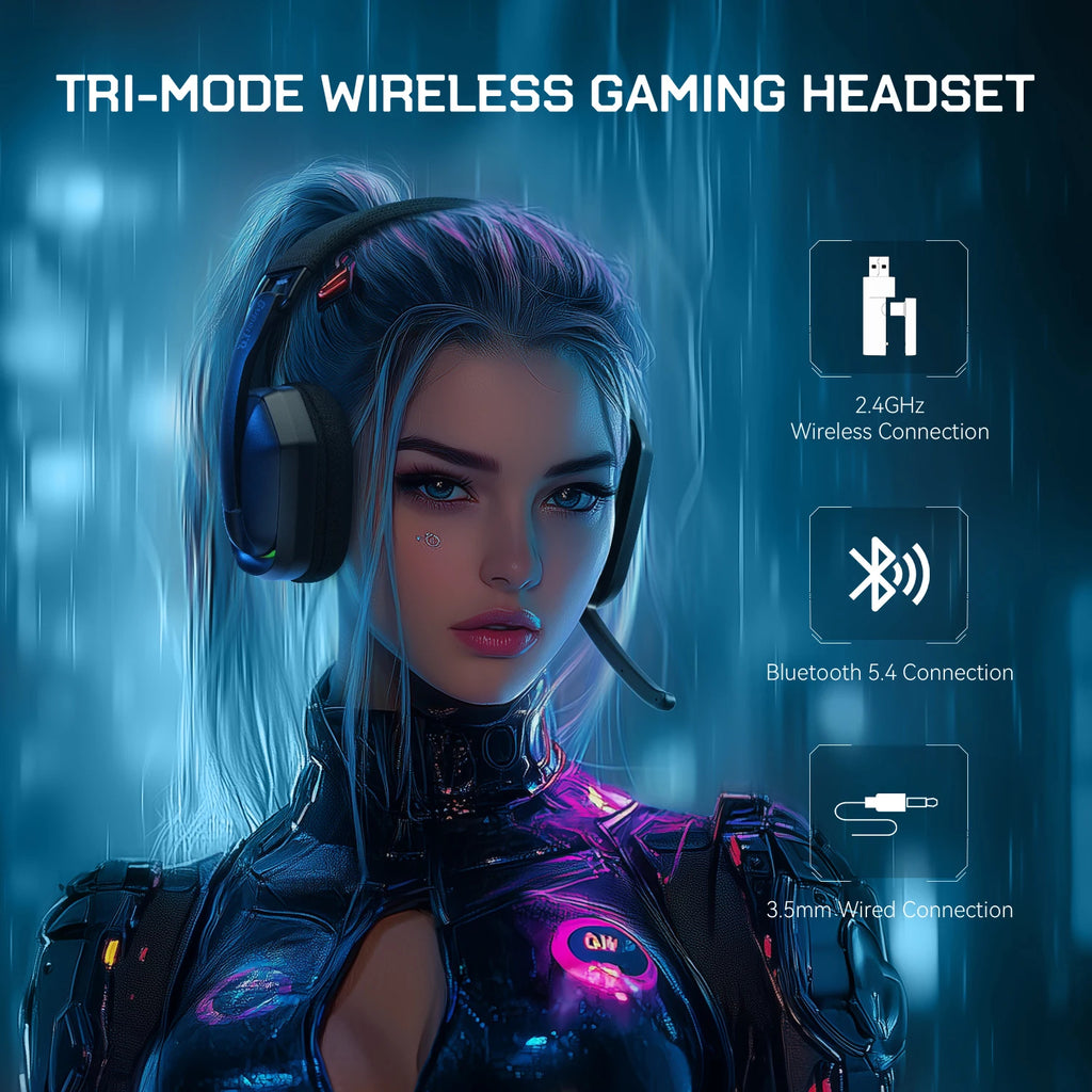 ZAIYNE G19X Wireless RGB Gaming Headset | Ultra-Light | 30ms Low Latency