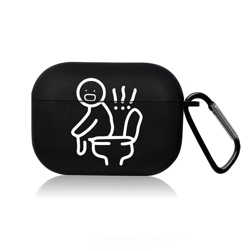 Funny Cartoon AirPods Case – Shockproof Silicone Cover with Keychain (Multiple Designs)