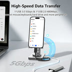 8-in-1 Adjustable Phone Stand with USB-C Hub – 4K HDMI, PD