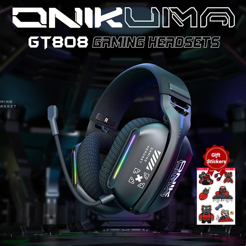 ZAIYNE GTX-808 RGB Wireless Gaming Headset | 360° Mic | Wireless Noise-Canceling° Mic