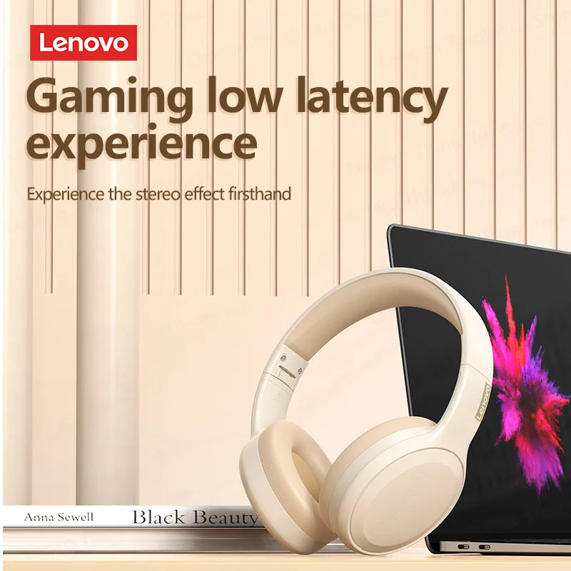 Lenovo TH30 Wireless Bluetooth 5.0 Headphones – Foldable Design, Low-Latency Gaming, HD Sound