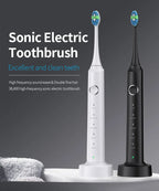 Electric Sonic Toothbrush with 6 Replacement Heads – Waterproof Design