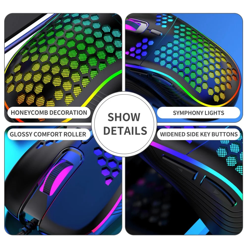Wireless RGB Honeycomb Gaming Mouse – Lightweight, Rechargeable & 2.4G Precision | ZAIYNE