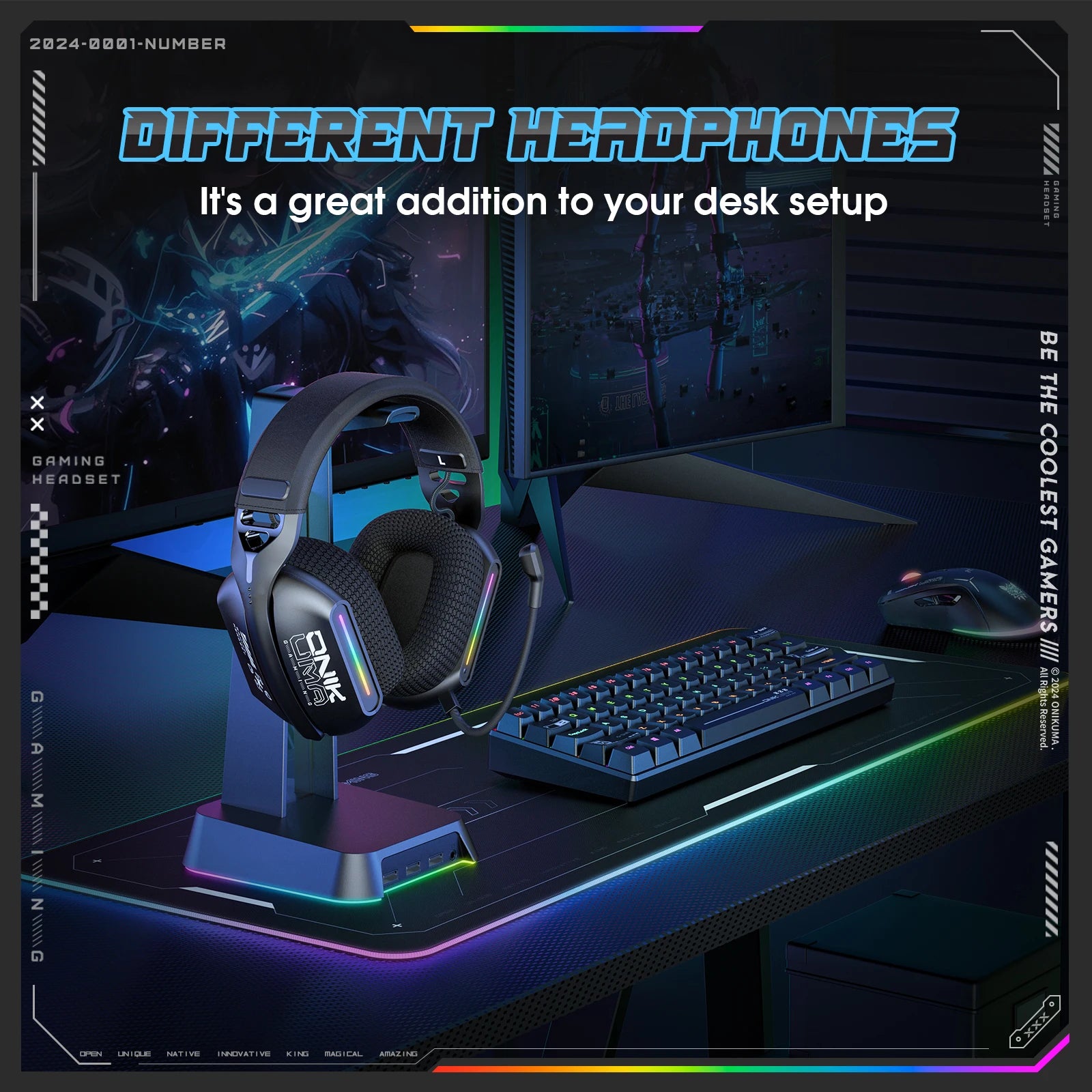 ZAIYNE GTX-808 RGB Wireless Gaming Headset | 360° Mic | Wireless Noise-Canceling° Mic