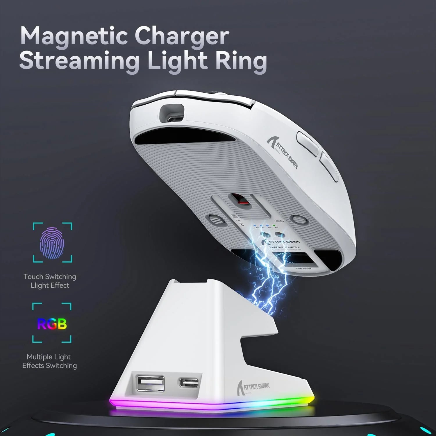ZAIYNE X6 Pro Wireless Superlight Gaming Mouse – 49g, PAW3395 Sensor, RGB Magnetic Charging Dock