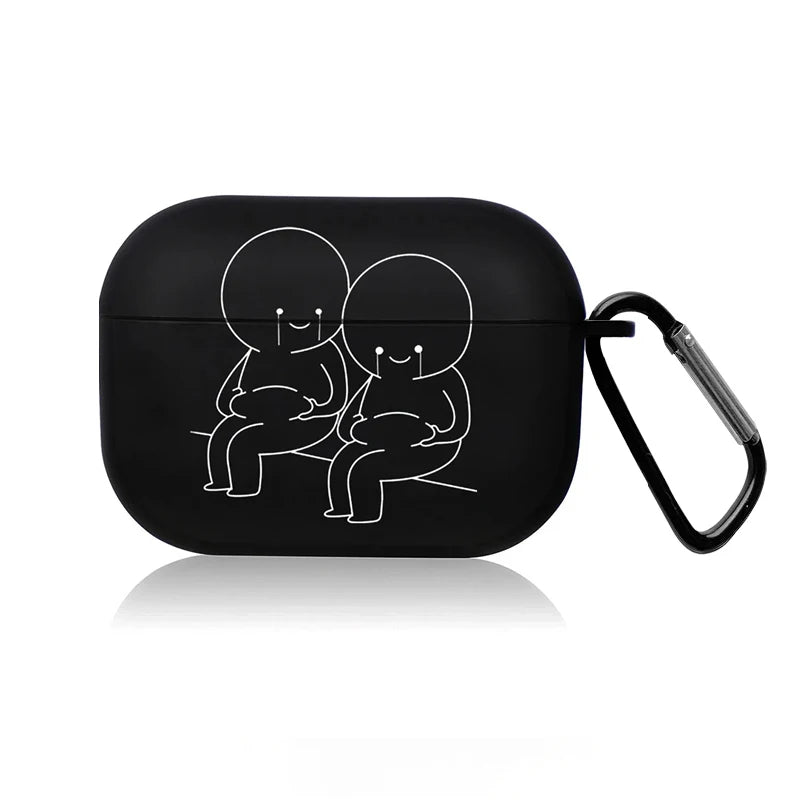 Funny Cartoon AirPods Case – Shockproof Silicone Cover with Keychain (Multiple Designs)