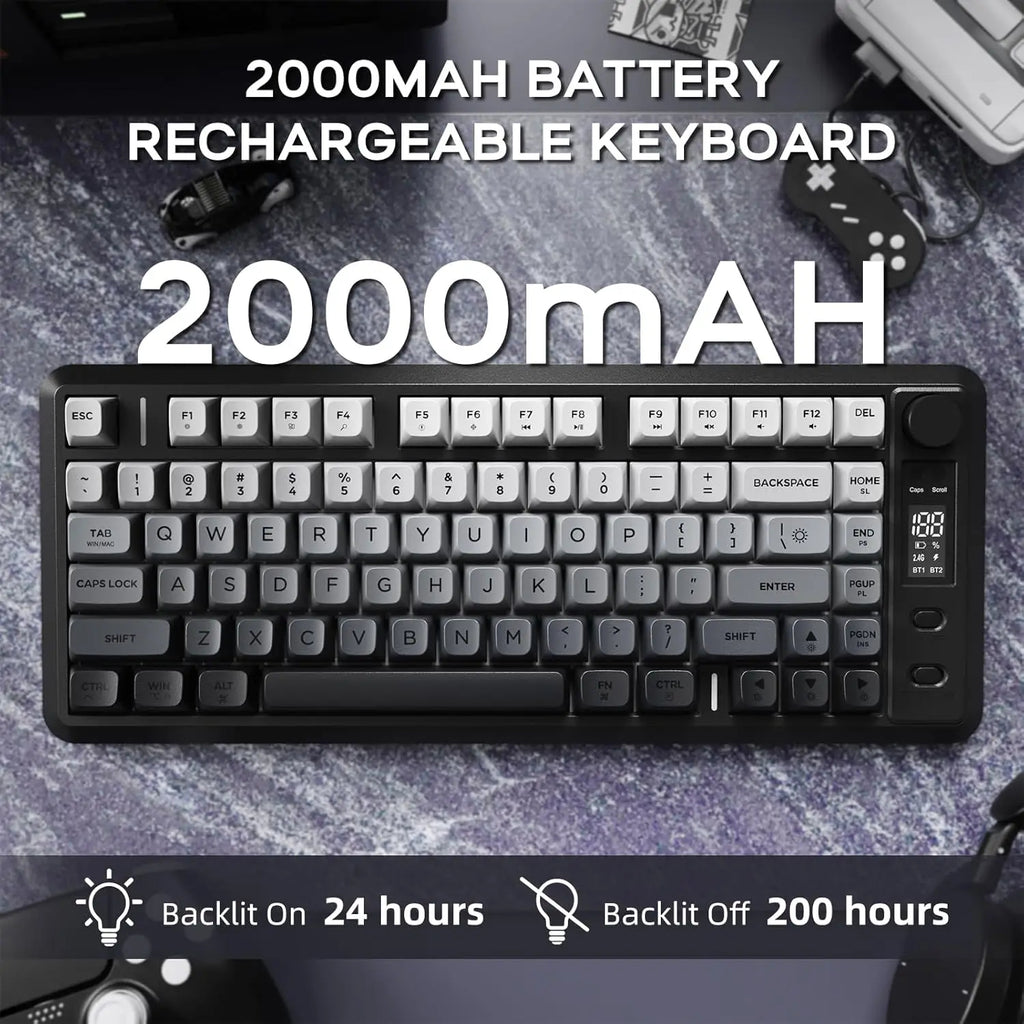 M75 Wireless RGB Gaming Keyboard – 75% Layout, OLED Display, Knob Control, Bluetooth + 2.4GHz