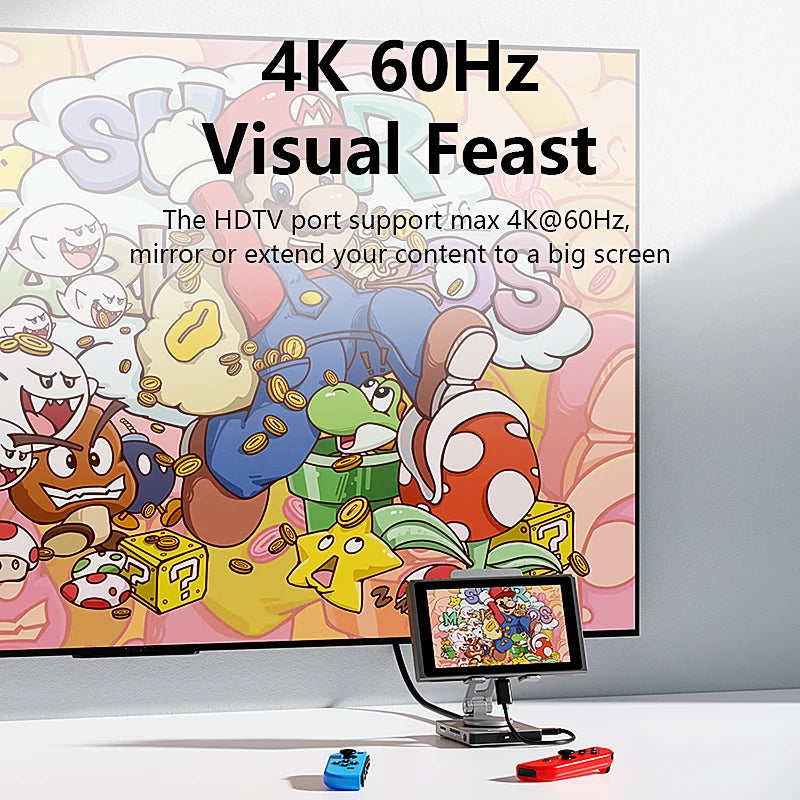 8-in-1 Adjustable Phone Stand with USB-C Hub – 4K HDMI, PD