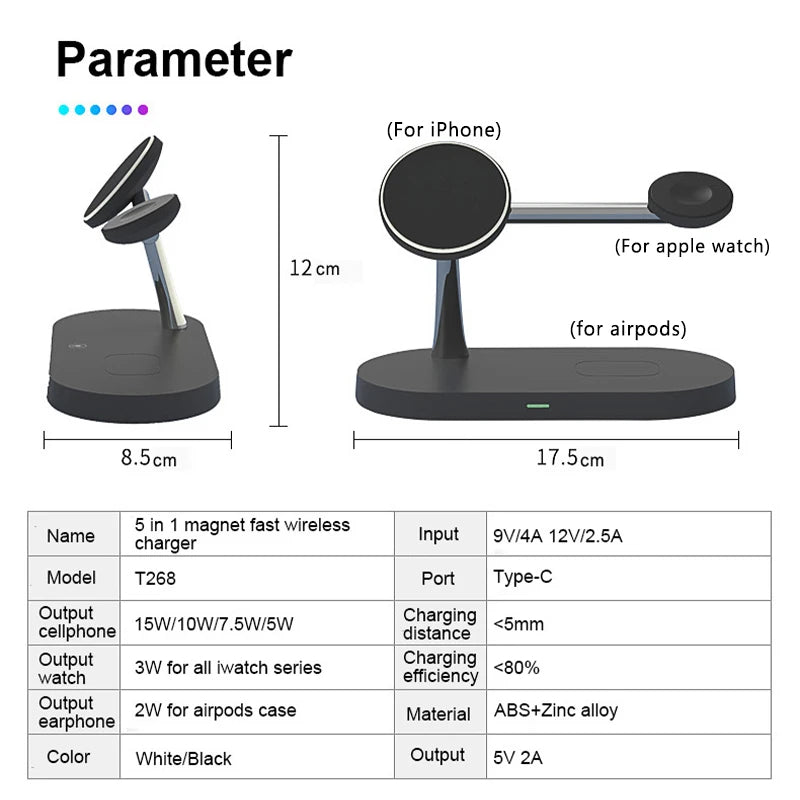 3-in-1 Magnetic Wireless Charging Stand – Fast Wireless Charger