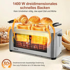 1400W Stainless Steel Toaster with Touchscreen & 7 Browning Levels – EU Plug