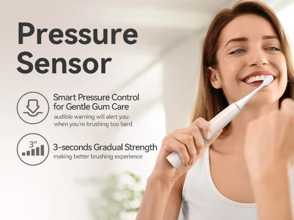 Electric Sonic Toothbrush – 8 Replacement Heads, Pressure Sensor & Timer