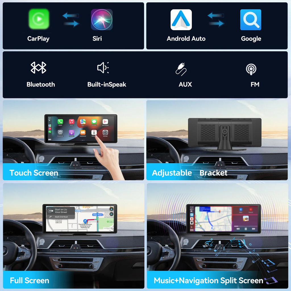 Portable Wireless CarPlay & Android Auto Display – 7" Touchscreen Smart Car Upgrade