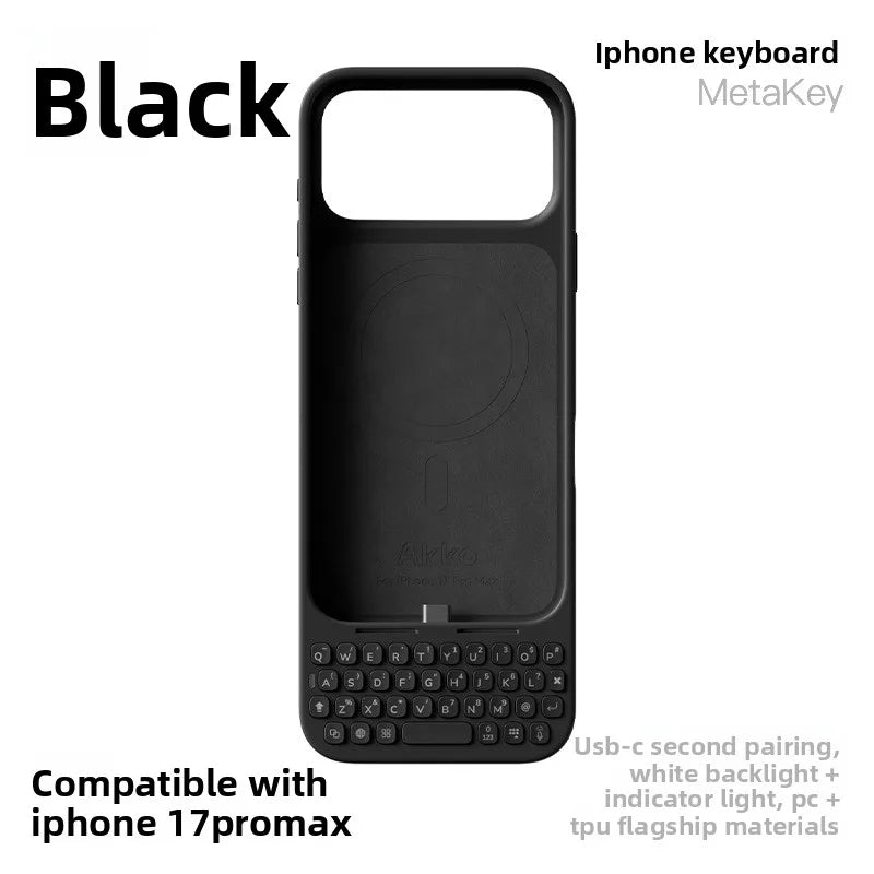 MetaKey Keyboard Phone Case for iPhone 17 Pro Max – MagSafe, Backlit Keys, Night-Light, All-in-One Protective Cover