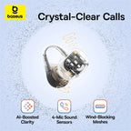 Clip-On Open-Ear Wireless Earbuds with Clear Call Technology