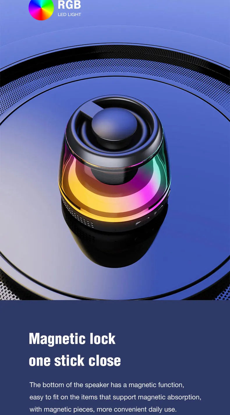 G200 RGB Mini Bluetooth Speaker – Magnetic Bass, 7H Playtime, Phone Holder