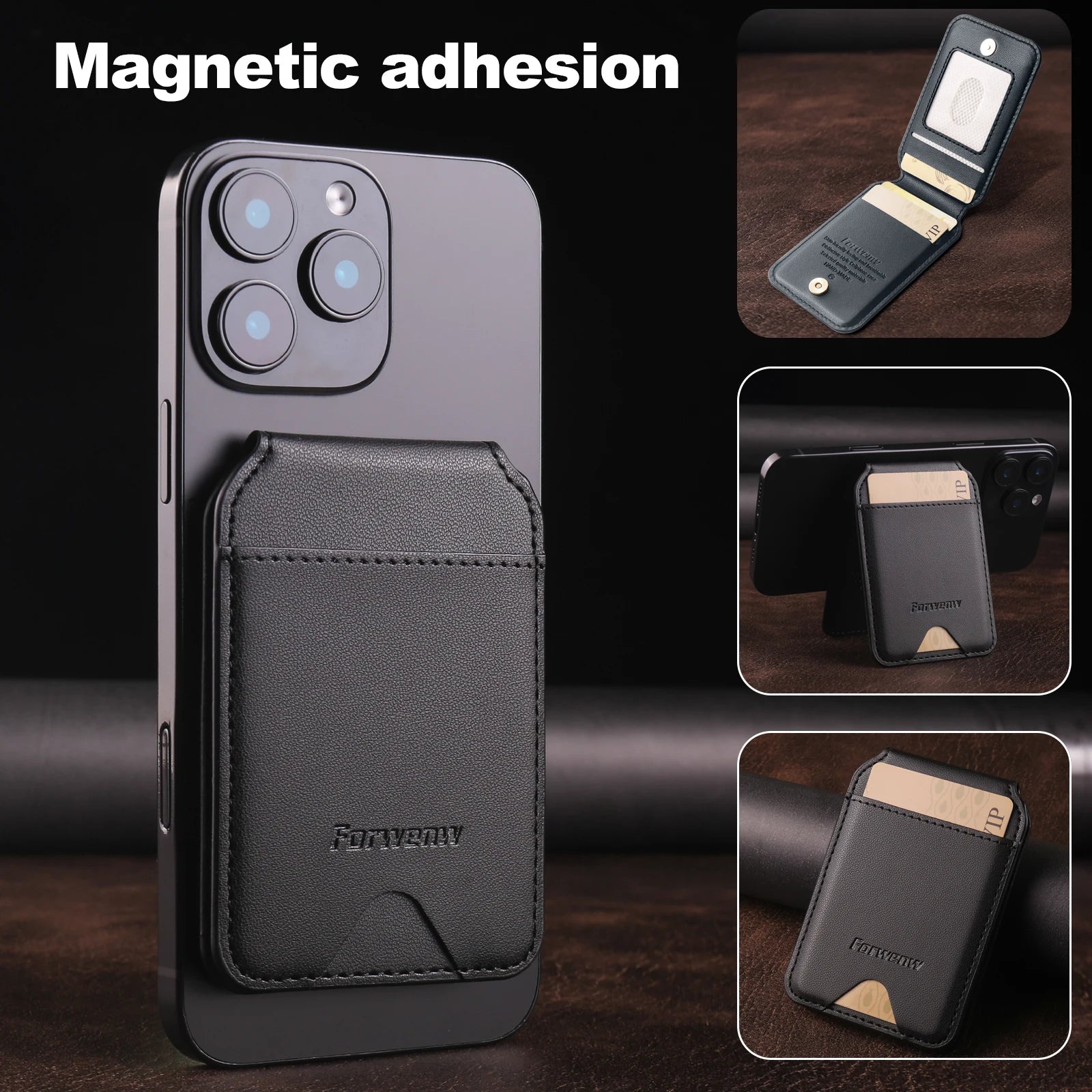 MagSafe Leather Card Holder with RFID Protection | ZAIYNE