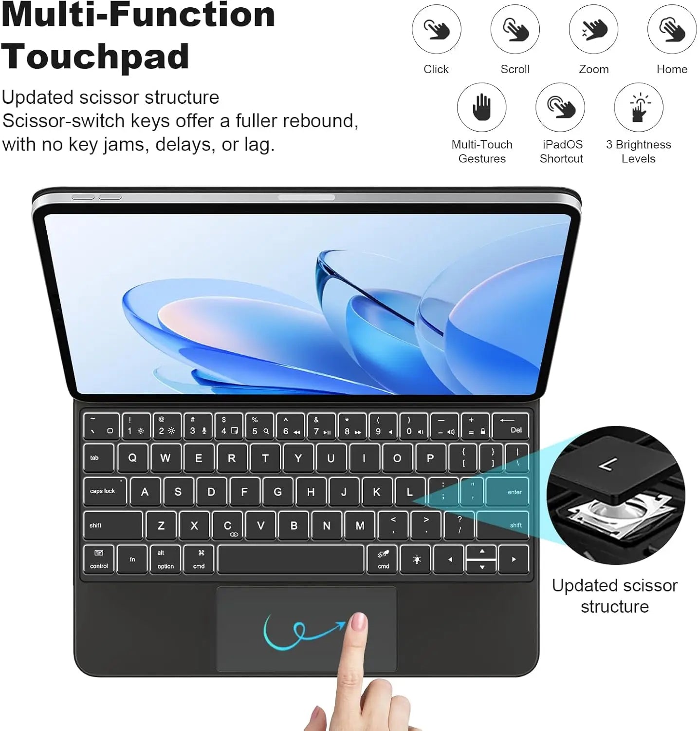 Backlit Magnetic Keyboard Case for iPad Pro & Air | Smart Touchpad | ZAIYNE