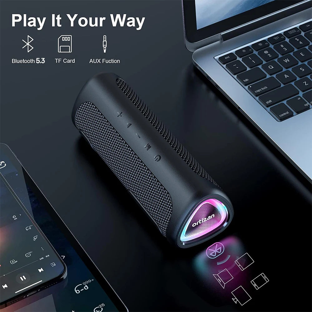 Portable Bluetooth Speaker – Waterproof, RGB Light & Wireless Audio