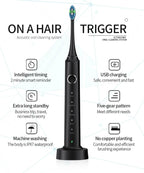 Electric Sonic Toothbrush with 6 Replacement Heads – Waterproof Design