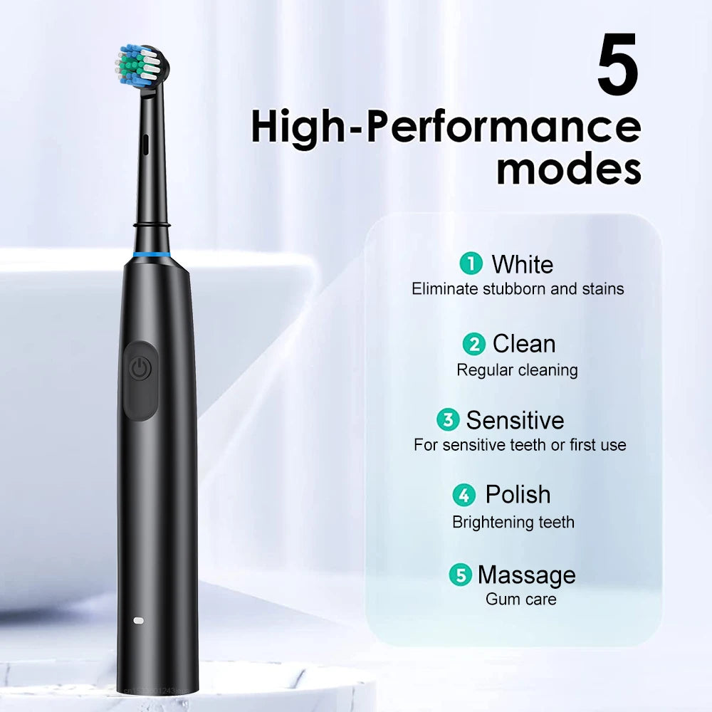 Electric Rotating Toothbrush – Replacement Heads & Travel Case