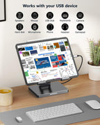 Aluminum 9-in-1 Type-C Docking Station Laptop Stand