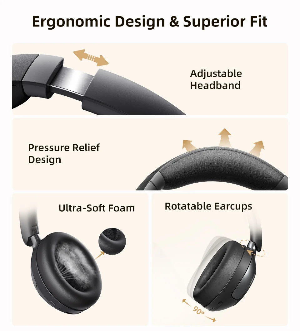 Active Noise Cancelling Wireless Over-Ear Headphones – Hi-Res Audio