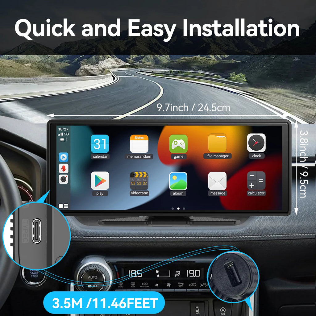 Portable Wireless CarPlay & Android Auto Display – 7" Touchscreen Smart Car Upgrade