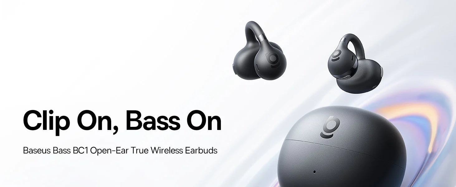 Clip-On Open-Ear Wireless Earbuds with Clear Call Technology