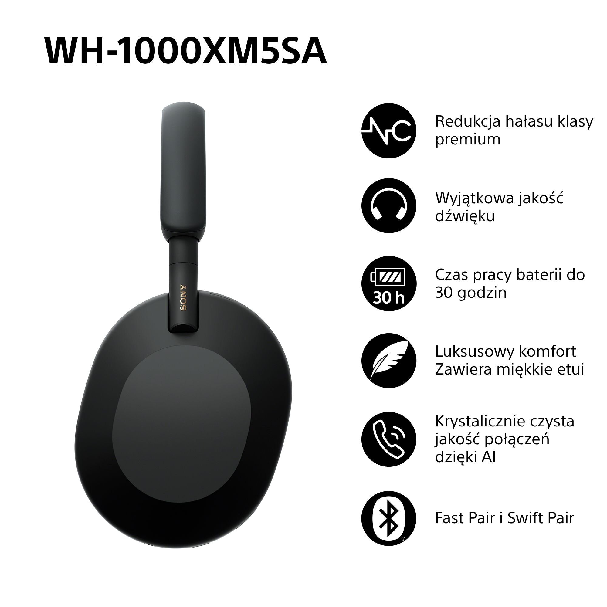 Sony WH-1000XM5 – Premium Noise Cancelling Headphones, 30h Battery Life