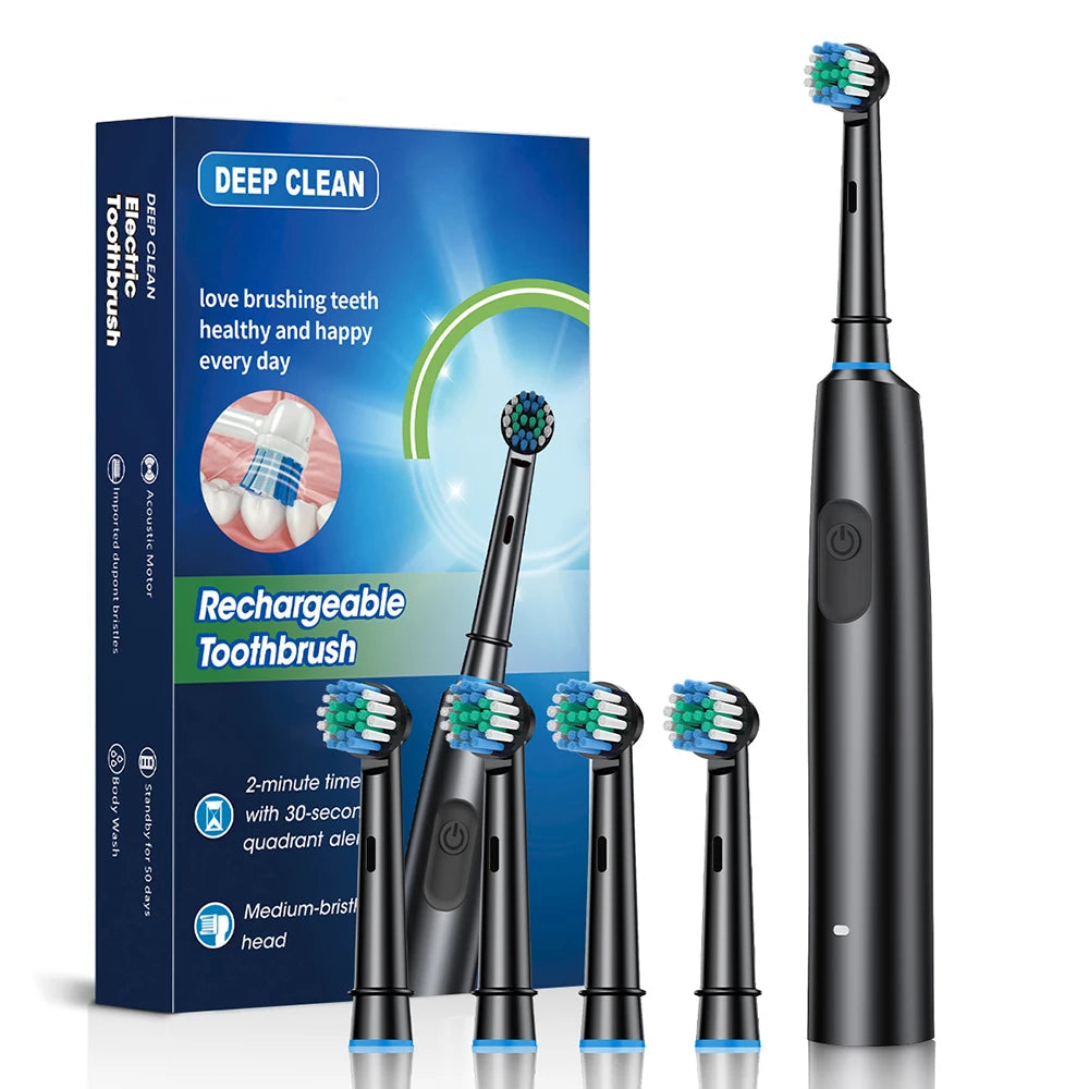 Electric Rotating Toothbrush – Replacement Heads & Travel Case