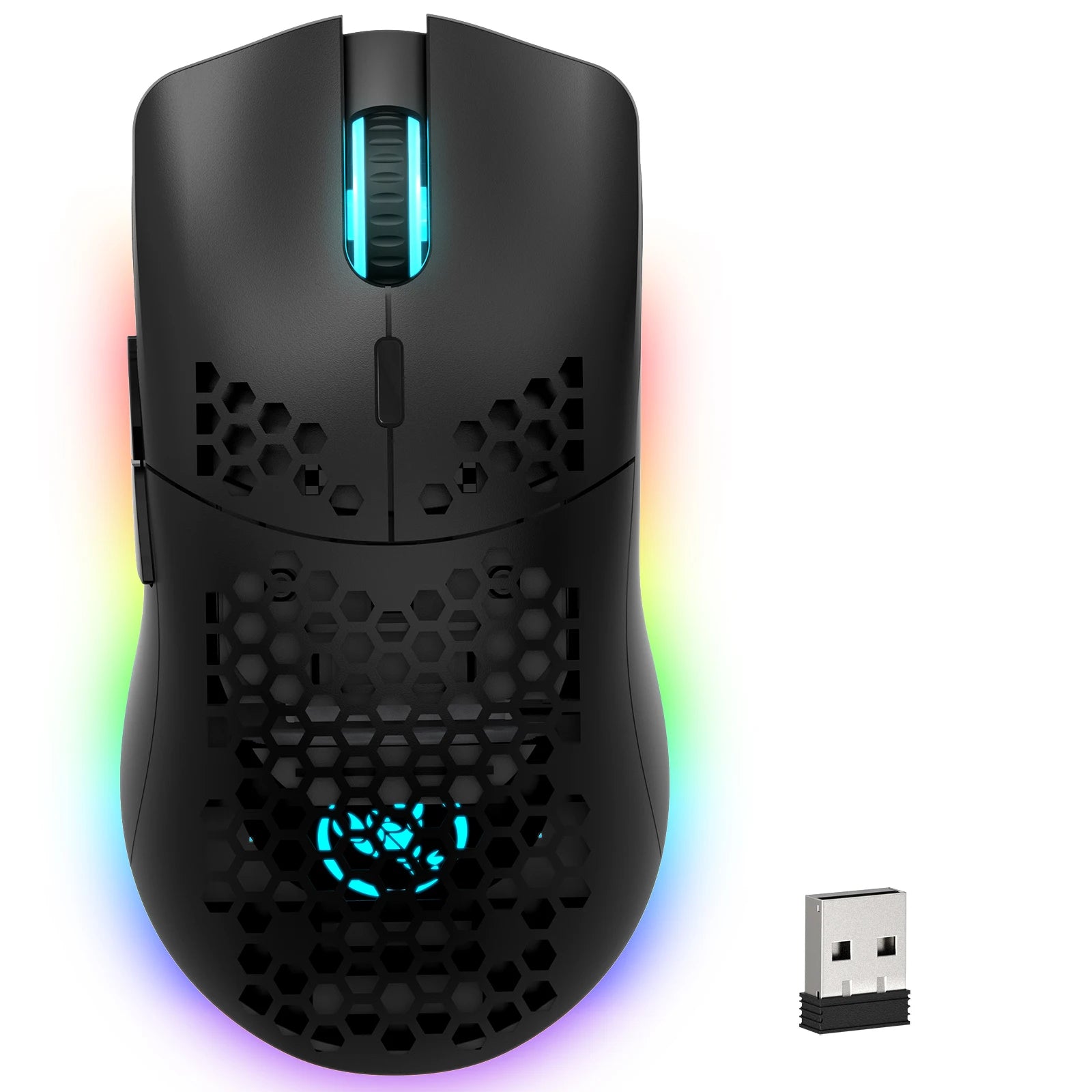 ZAIYNE T66 RGB Wireless Gaming Mouse – Honeycomb Shell, Macro Programmable, 650mAh Battery