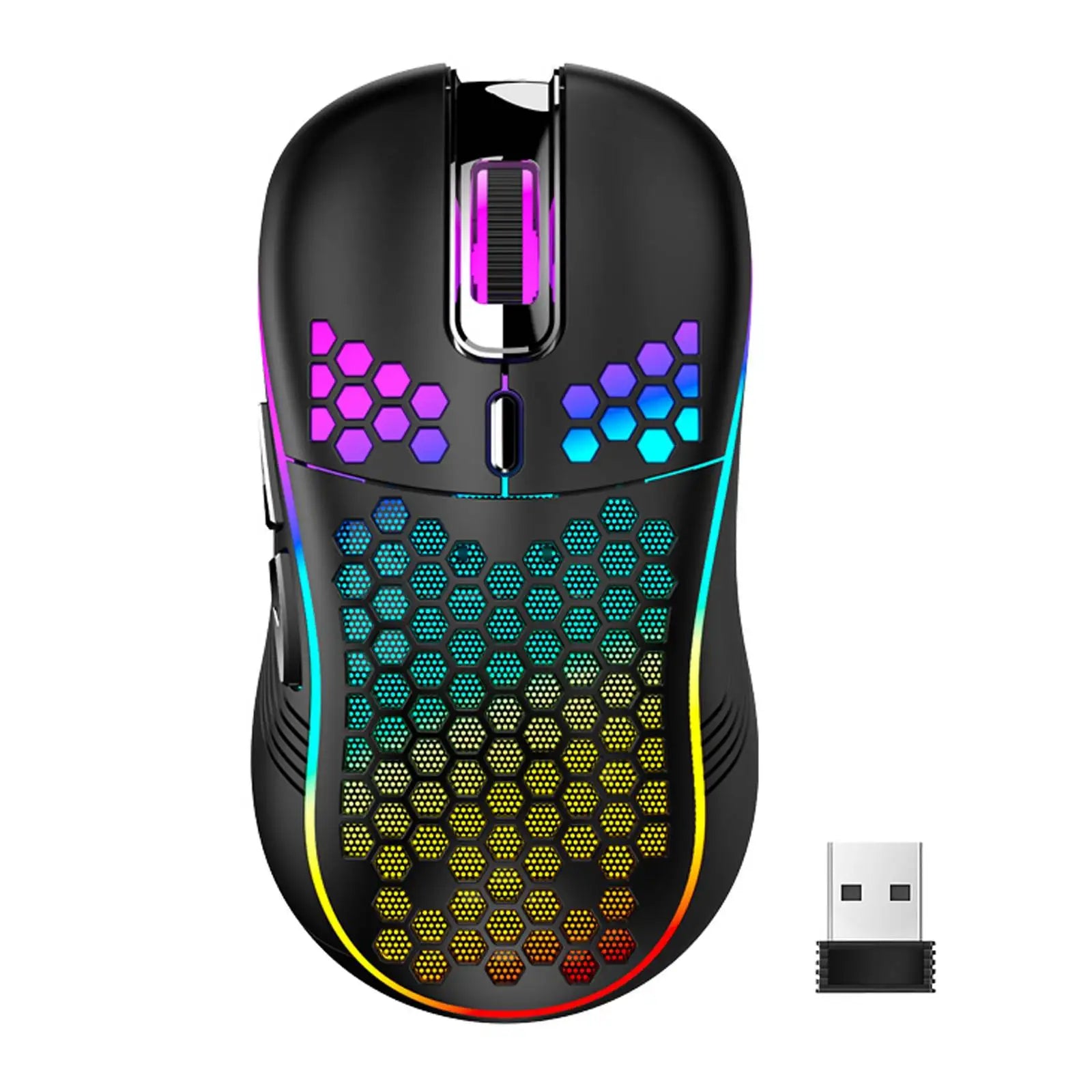 Wireless RGB Honeycomb Gaming Mouse – Lightweight, Rechargeable & 2.4G Precision | ZAIYNE