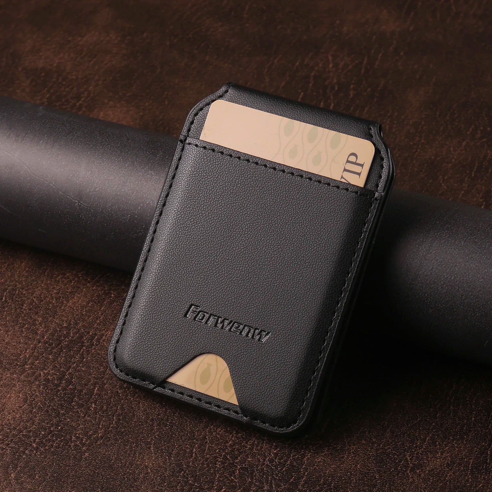 MagSafe Leather Card Holder with RFID Protection | ZAIYNE